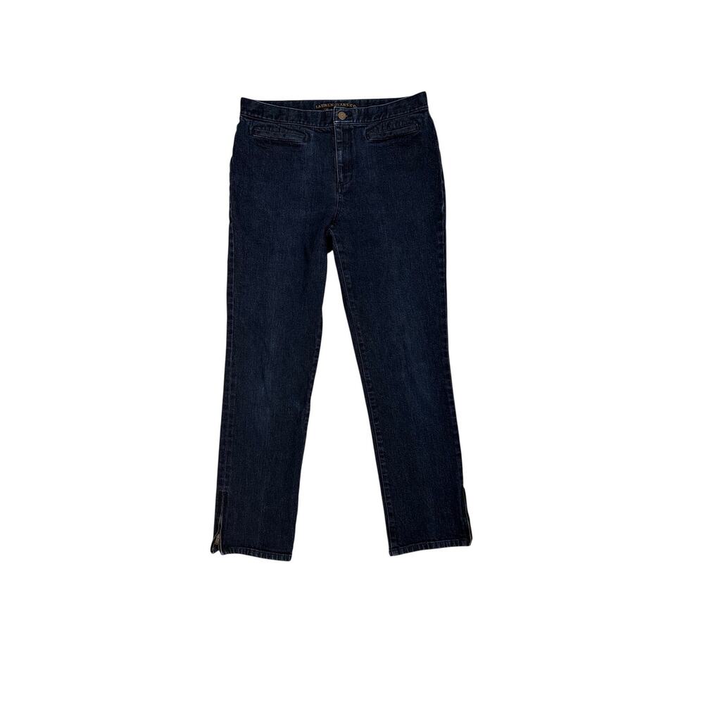 Lauren Ralph Lauren Dark Wash Straight Leg Side Zip Ankle Denim Jeans Size 8